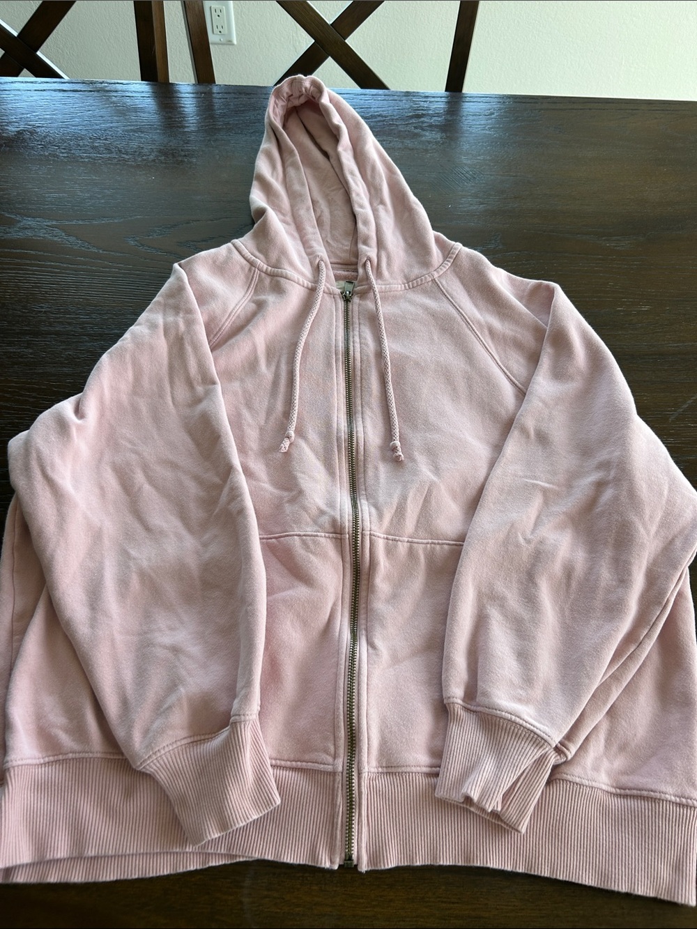 American Eagle Outfitters Light Pink Full-Zip Hoodie